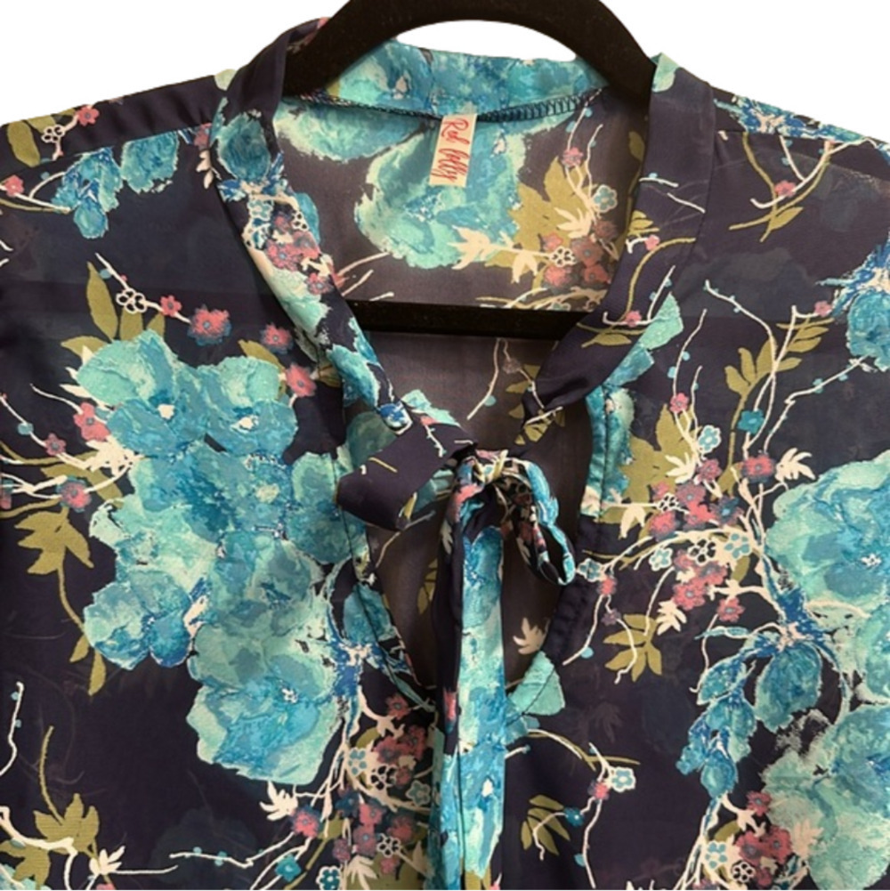 Red Lolly sheer long sleeve floral blouse - Picture 3 of 8